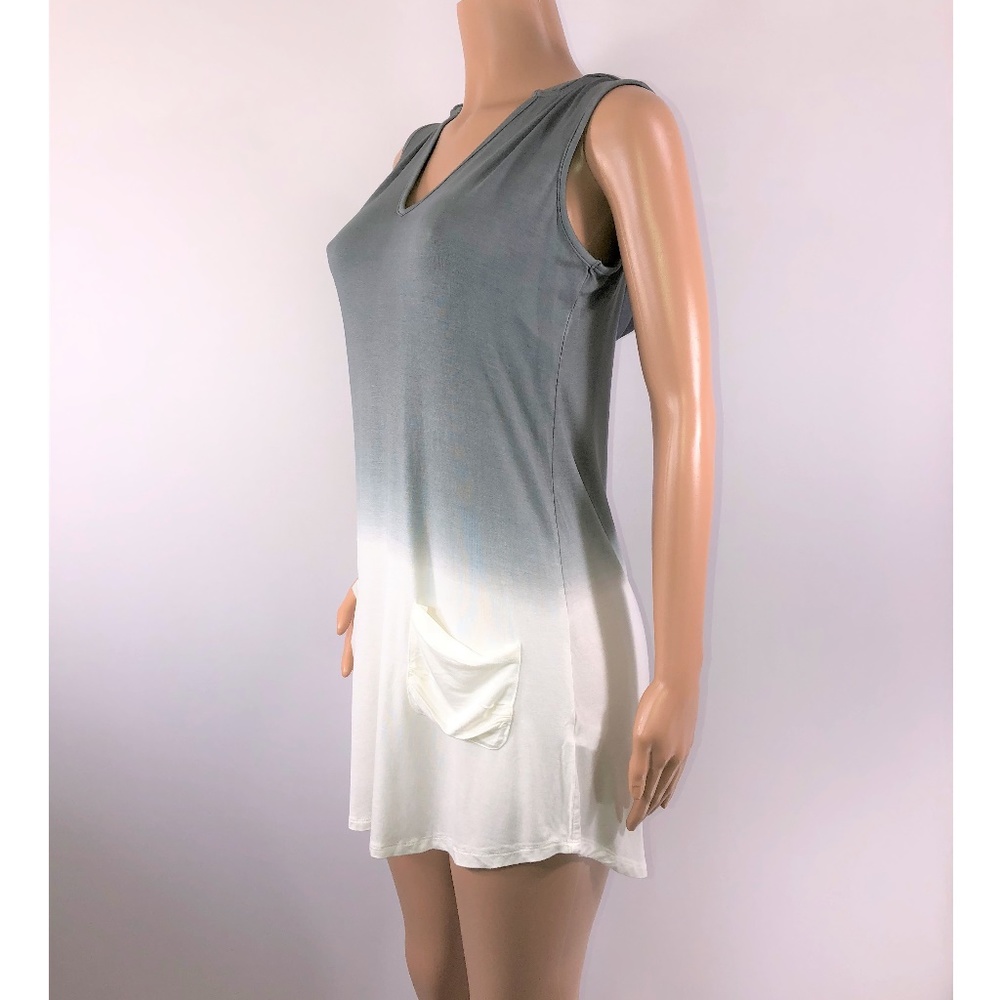 Blue Caribbean Grey/White Faded Two-Tone Dress